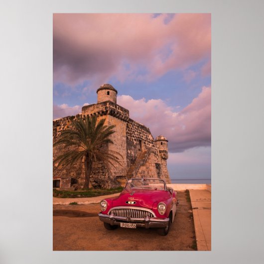 Rode klassieke auto, Cuba Poster (Voorkant)