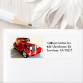 Rode Klassieke Auto Hot Rod Etiket (Insitu)