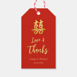 Rode klassieke Chinese trouwliefde en bedankt Cadeaulabel