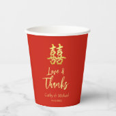 Rode klassieke Chinese trouwliefde en bedankt Papieren Bekers (Voorkant)