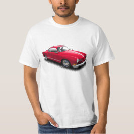 Rode klassieke Duitse ghia op witte T-shirt
