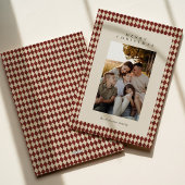 Rode klassieke gespeelde patroonfoto feestdagenkaart