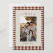 Rode klassieke gespeelde patroonfoto feestdagenkaart (Voorkant)