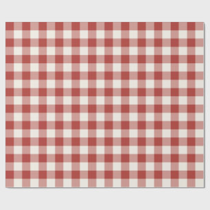 Rode Klassieke Gingham Kerst Plaid Cadeaupapier