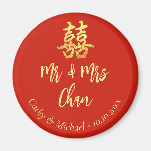 Rode klassieke Mr. & Mrs. Chinese trouwdubbelxi Magneet