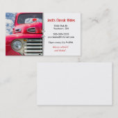 Rode klassieke oude vrachtwagen visitekaartje (Voorkant / Achterkant)