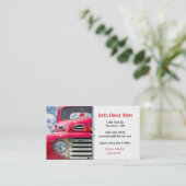 Rode klassieke oude vrachtwagen visitekaartje (Staand voorkant)