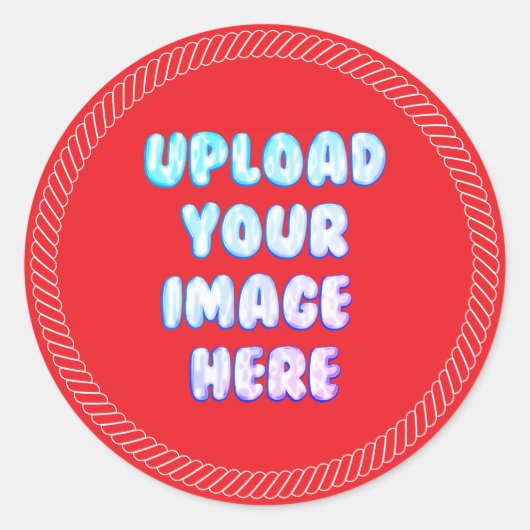 Rode klassieke ronde sticker met bedrijfslogo (Voorkant)