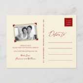 Rode Klassieke Vierkante Dubbele Geluk Chinese Fot Aankondigingskaart (Achterkant)