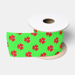 Rode klaver, witte parel voor St. Patrick's dag Satijnen Lint