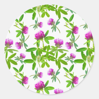 Rode klavers met groene bladeren ronde sticker