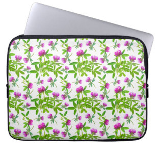 Rode Klavers op Wit Laptop Sleeve