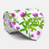 Rode Klavers op Wit Stropdas (Opgerold)