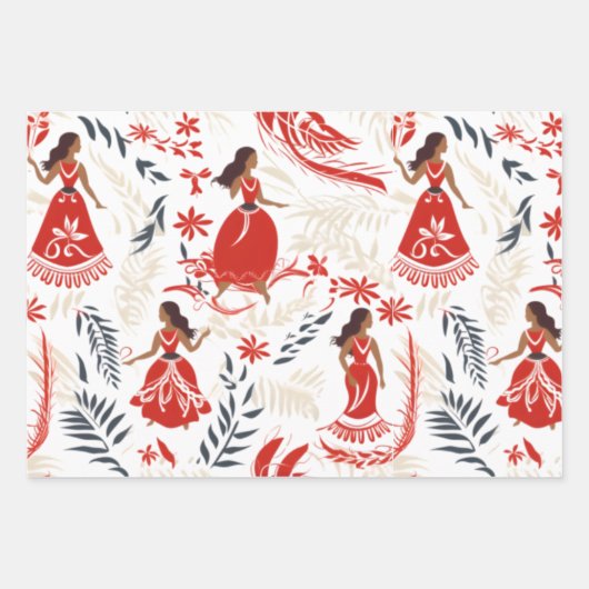 rode kleding hawaiiaans inpakpapier vel (Voorkant 2)