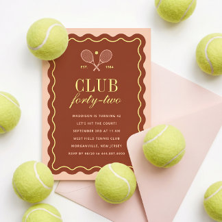 Rode Klei Tennisclub Volwassenen Verjaardagsfeest Kaart