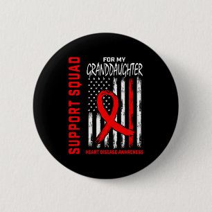 Rode kleindochter hartziekte bewustzijn vlag achte ronde button 5,7 cm