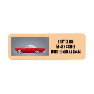 RODE KLEINE KLASSIEKE AUTO RETOURADRES LABELS