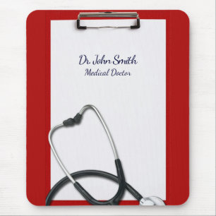 Rode klembord met Stethoscoop Medical Muismat