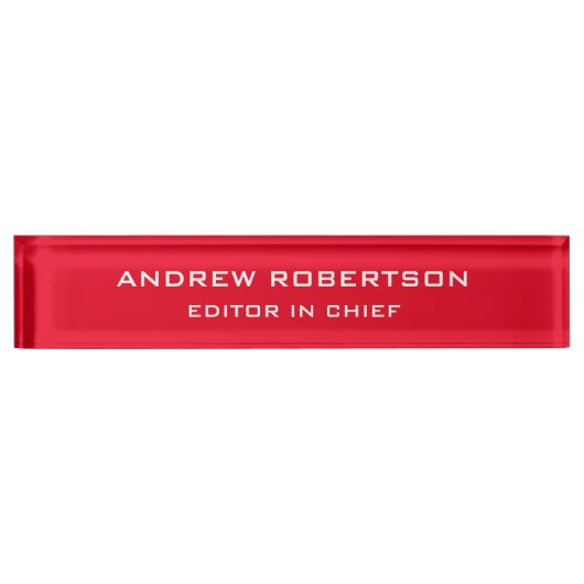 Rode Kleur Duidelijk Elegant Minimalistisch Eenvou Naambordje (Voorkant)