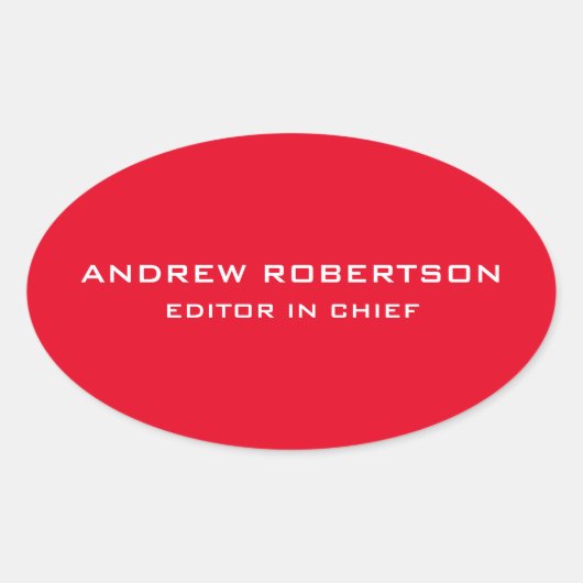 Rode Kleur Duidelijk Elegant Minimalistisch Eenvou Ovale Sticker (Voorkant)