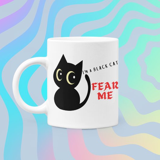 Rode kleur Fear Me gezegde Black Cat on Koffiemok
