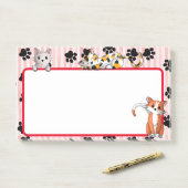 Rode kleur met poten schattige kittens 10" x 6" post-it® notes (Op bureau)