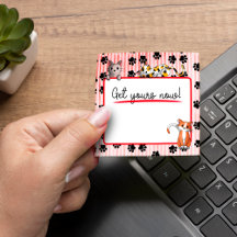 Rode kleur met poten schattige kittens 3" x 3"