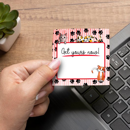 Rode kleur met poten schattige kittens 3" x 3" post-it® notes