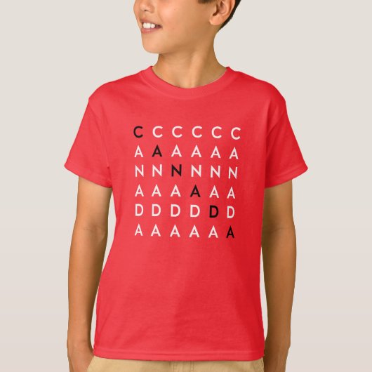 Rode kleur van het Canadese kruiswoordpuzzelrooste T-shirt (Voorkant)