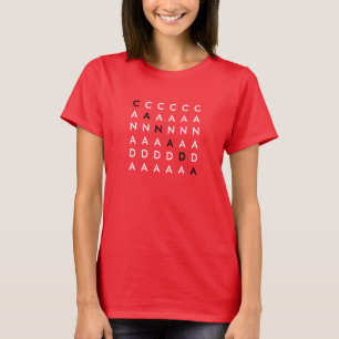 Rode kleur van het Canadese kruiswoordpuzzelrooste T-shirt
