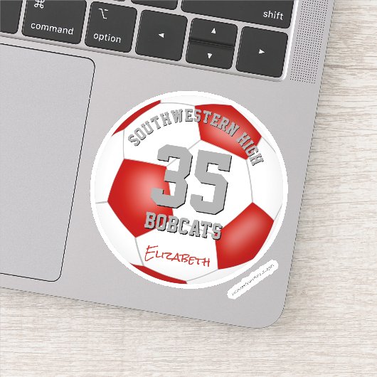 Rode kleuren voor aangepast voetbalteam sticker (Detail)