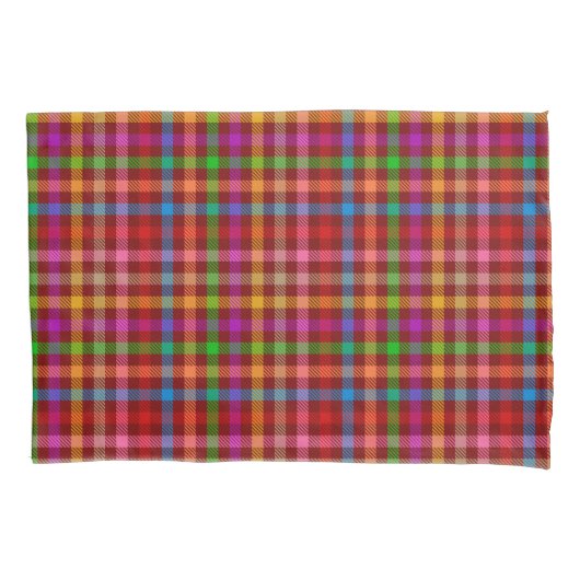 Rode Kleurrijke Gingham Plaid Patroon Kussensloop (Voorkant)