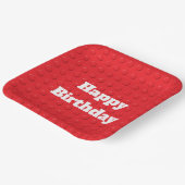 Rode Kleurrijke Kinderen Verjaardag Bouwstenen Papieren Bordje (Gebogen)