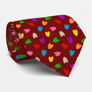 Rode Kleurrijke Liefdes Hartjes Patroon Stropdas