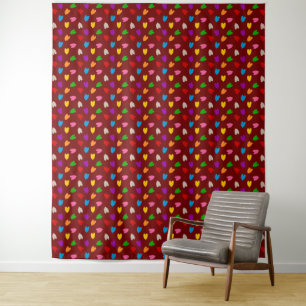 Rode Kleurrijke Liefdes Hartjes Patroon Wandkleed