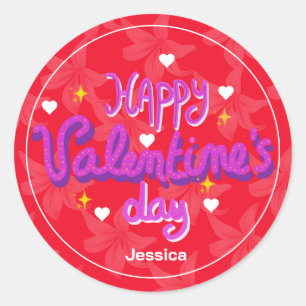 Rode kleurrijke moderne Valentijnsdag liefhebber b Ronde Sticker