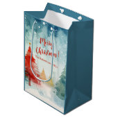 Rode kleurrijke pijnbomen medium cadeauzakje (Voorkant Gekanteld)