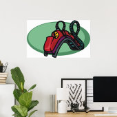 Rode kleurrijke Roller Onderzetter Ride Poster