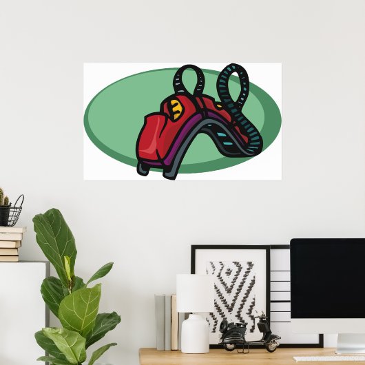 Rode kleurrijke Roller Onderzetter Ride Poster (Thuiskantoor)