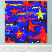 Rode kleurrijke sterren. Bestel nu Canvas Afdruk (Insitu (Houten vloer))