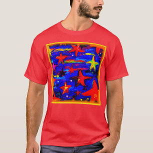 Rode kleurrijke sterren. Bestel nu T-shirt