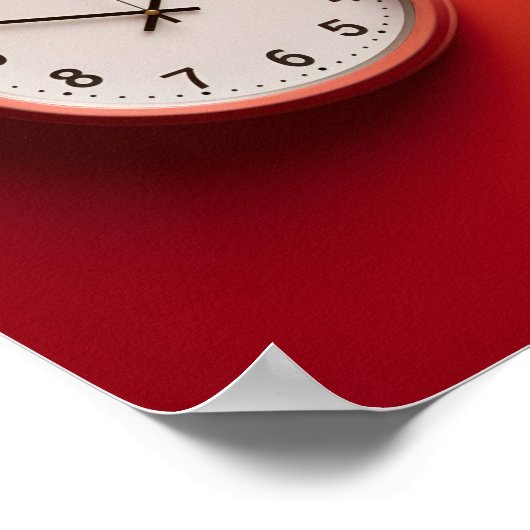 rode klok op rode muur poster (Hoek)