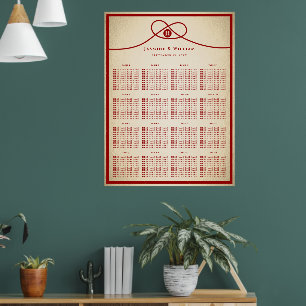 Rode Knoop Dubbel Geluk 囍 Trouw Stoelenplattegrond Poster