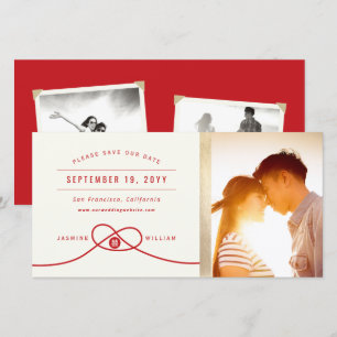 Rode Knoop Dubbel Geluk Chinese Huwelijksfoto Save The Date