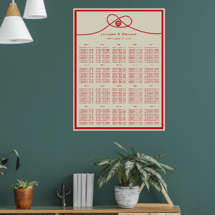 Rode Knoop Dubbel Geluk Huwelijksstoelindeling Poster
