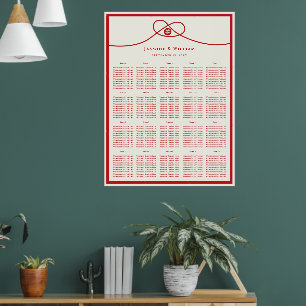 Rode Knoop Dubbel Geluk Huwelijkszitplaatskaart Poster