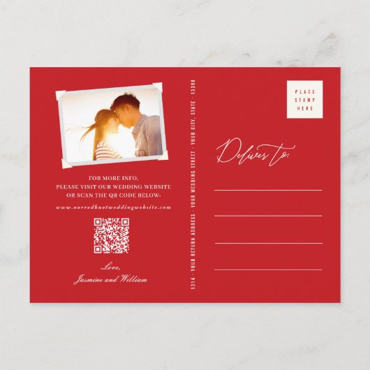 Rode knoop Dubbele Xi Chinese Bruiloft Save The Da Aankondigingskaart (Achterkant)