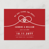 Rode knoop Dubbele Xi Chinese Bruiloft Save The Da Aankondigingskaart (Voorkant)