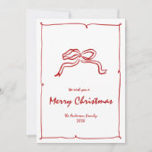 Rode knoop moderne kerst feestdagenkaart (Voorkant)