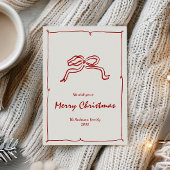 Rode knoop moderne kerst feestdagenkaart